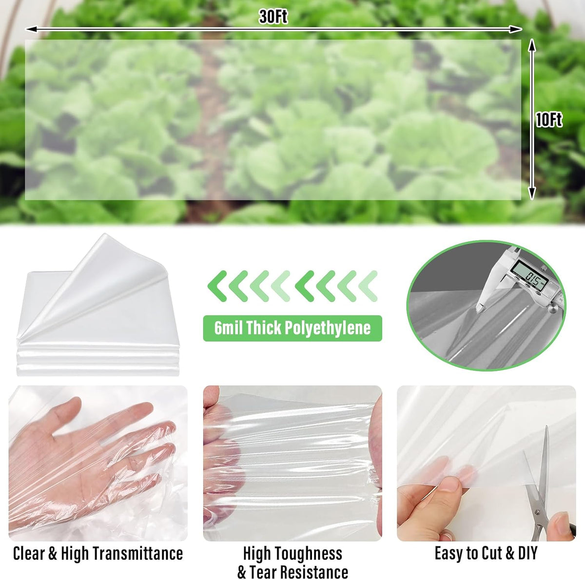 legigo 10 x 30 ft clear greenhouse plastic shown in use