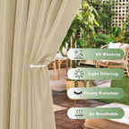 HolidayIdeas Outdoor Curtains for Patio Waterproof, 6 Panels - 54x95 Inches - Weatherproof Privacy Outsides Curtains for Cabana Porch Pergola, Sunlight & UV Blocking (Cream, Grommet Top)