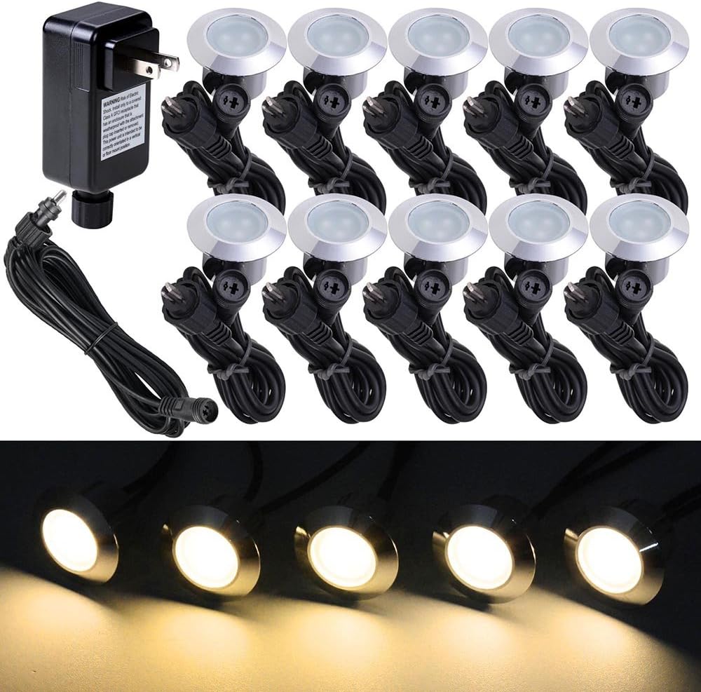 yescom lumestar 10-pack 3000k warm white led deck, main product view