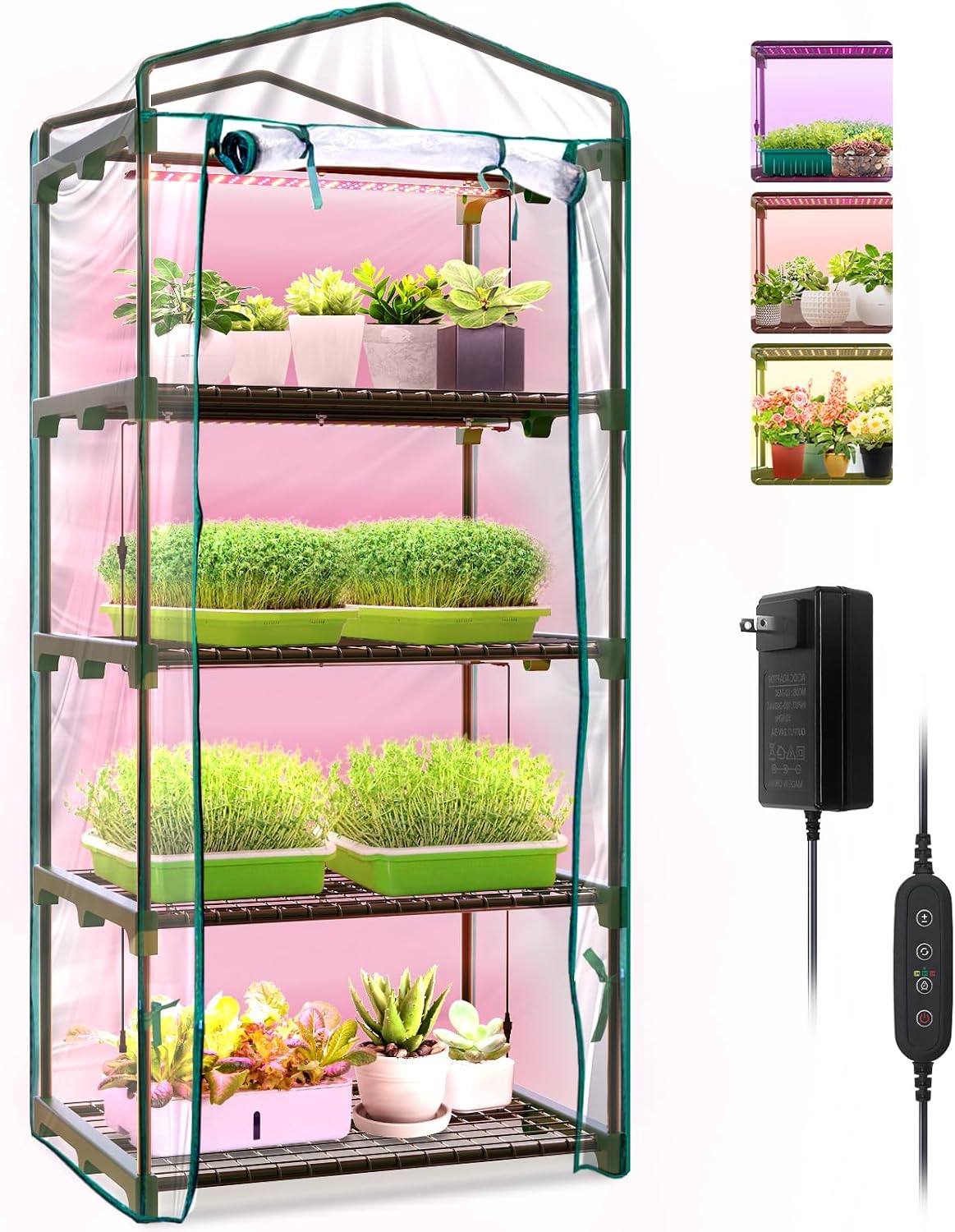 bstrip indoor greenhouse with grow light, 4-tier mini, main product view