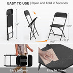 VINGLI 2 Pack Black Plastic Folding Chair, Indoor Outdoor Portable Stackable Commercial Seat with Steel Frame 350lb. Capacity for Events Office Wedding Party Picnic Kitchen Dining
