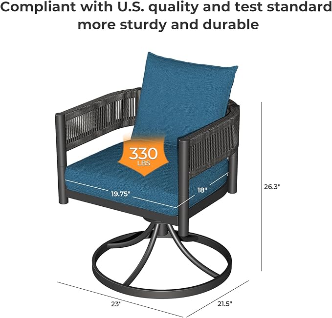 Grand patio 7-Piece Outdoor Dining Set for 6 with 1 Rectangle Expandable Table for 4-6 Person, Metal Woven Wicker Swivel Patio Chairs with Thickened Cushions for Yard, Poolside, Deck (Brown)