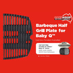 Cast Iron Barbeque Half Grill Plate for Weber Baby Q Series - Q100, Q120, Q1000, Q1200 | Weber Replacement Grill Insert | Porcelain Enamel | Superior Heat Retention