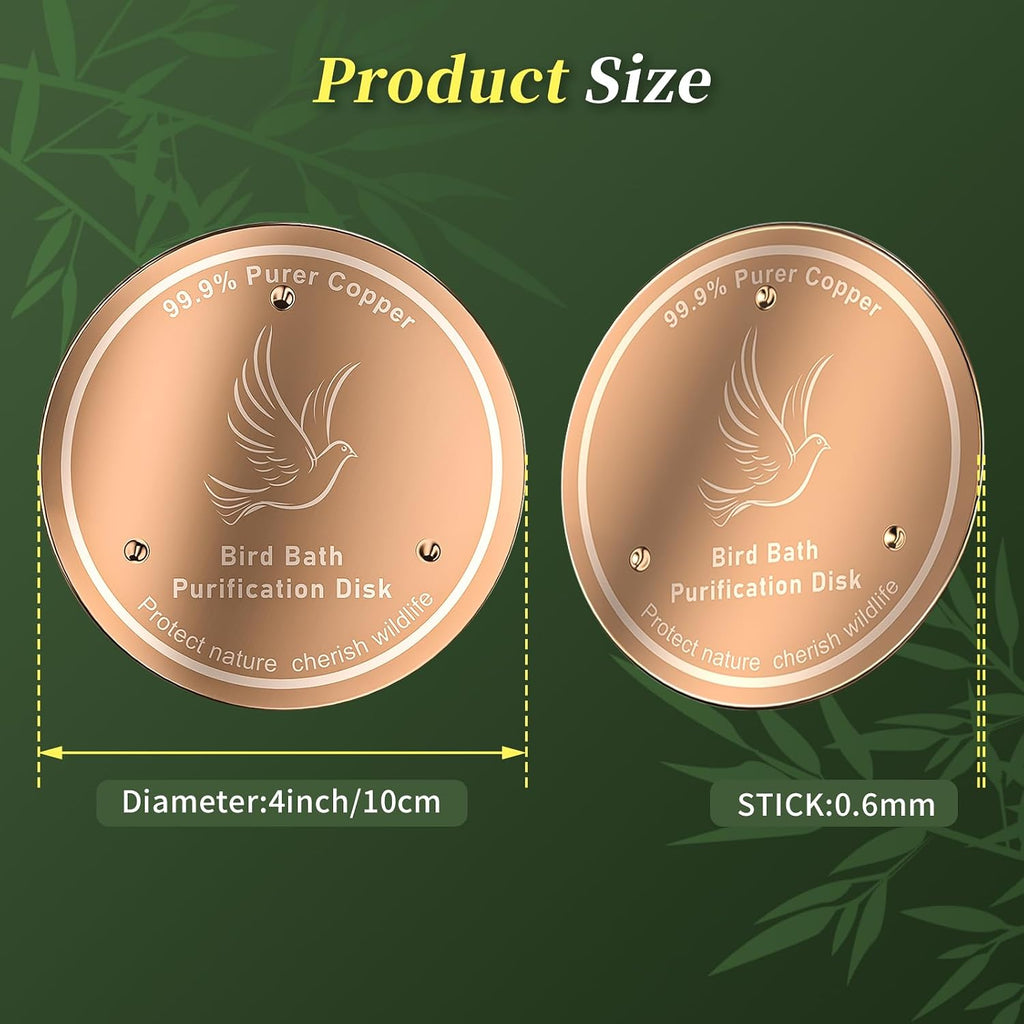 99.99% Pure Copper Cleaning Tray, 0.6mm 2-Piece Birdbath Copper Tray, equipped with a three-point support to ensure physically safe cleaning of water, for year-round use, outdoor birdbaths and bowls