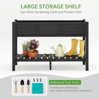 lue bona raised garden bed with tools, 45*18*29 showing dimensions