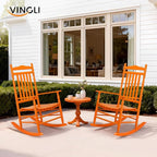 VINGLI Wooden Rocking Chair, Outdoor Chair with 450 lbs Support, Relaxing Rocker with Solid Wood High Back Seat Reclining Seat for Deck, Garden, Backyard, Porch, Indoor or Outdoor Use (Orange, 1PC)