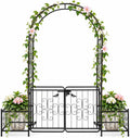 vingli garden arbor arch with gate and planter, main product view