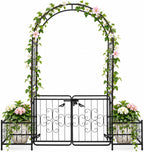 vingli garden arbor arch with gate and planter, main product view