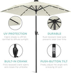 Best Choice Products 7.5ft Outdoor Solar Market Table Patio Umbrella for Deck, Pool w/Tilt, Crank, LED Lights - Ivory