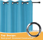 HolidayIdeas Extra Wide Outdoor Curtains for Patio Waterproof, 2 Panels - 110 x 84 Inch - Privacy & Light Filtering Curtains Grommet Outside Curtains for Porch, Gazebo, Pergola, Backyard (Teal