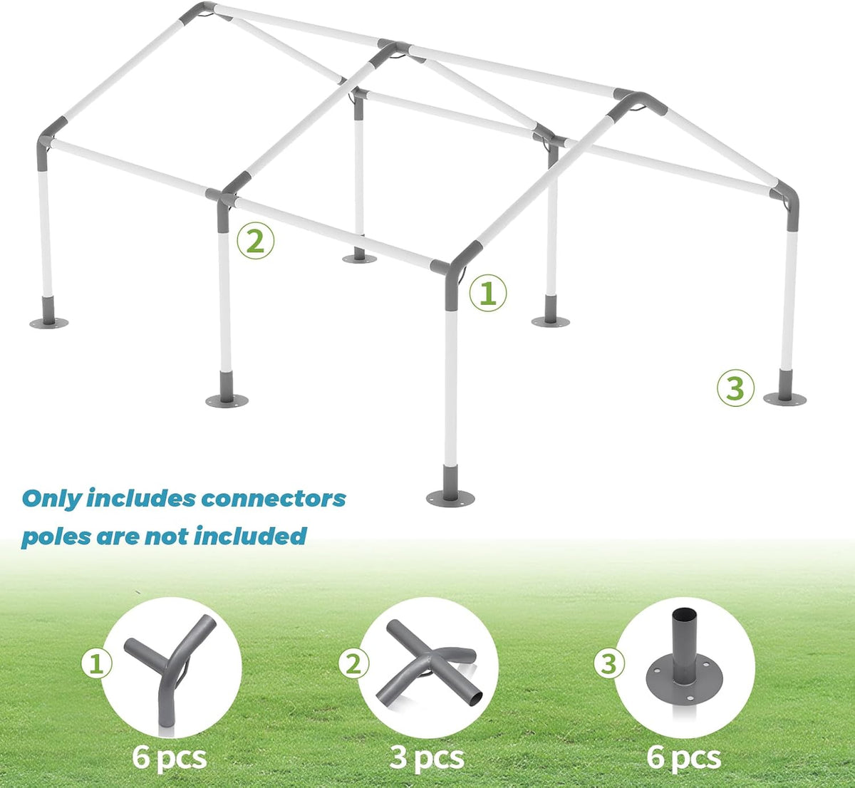 6 leg carport kits，high peak canopy fitting kit shown in use