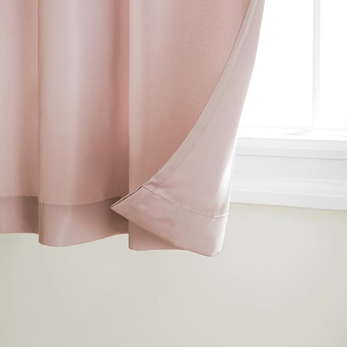 TOWN & COUNTRY BASICS Cabana Solid Heavyweight Indoor Outdoor Curtains, Light Filtering Opacity with Grommet Top, Water Repellent, 2-Pack Set, 54"x108", Blush