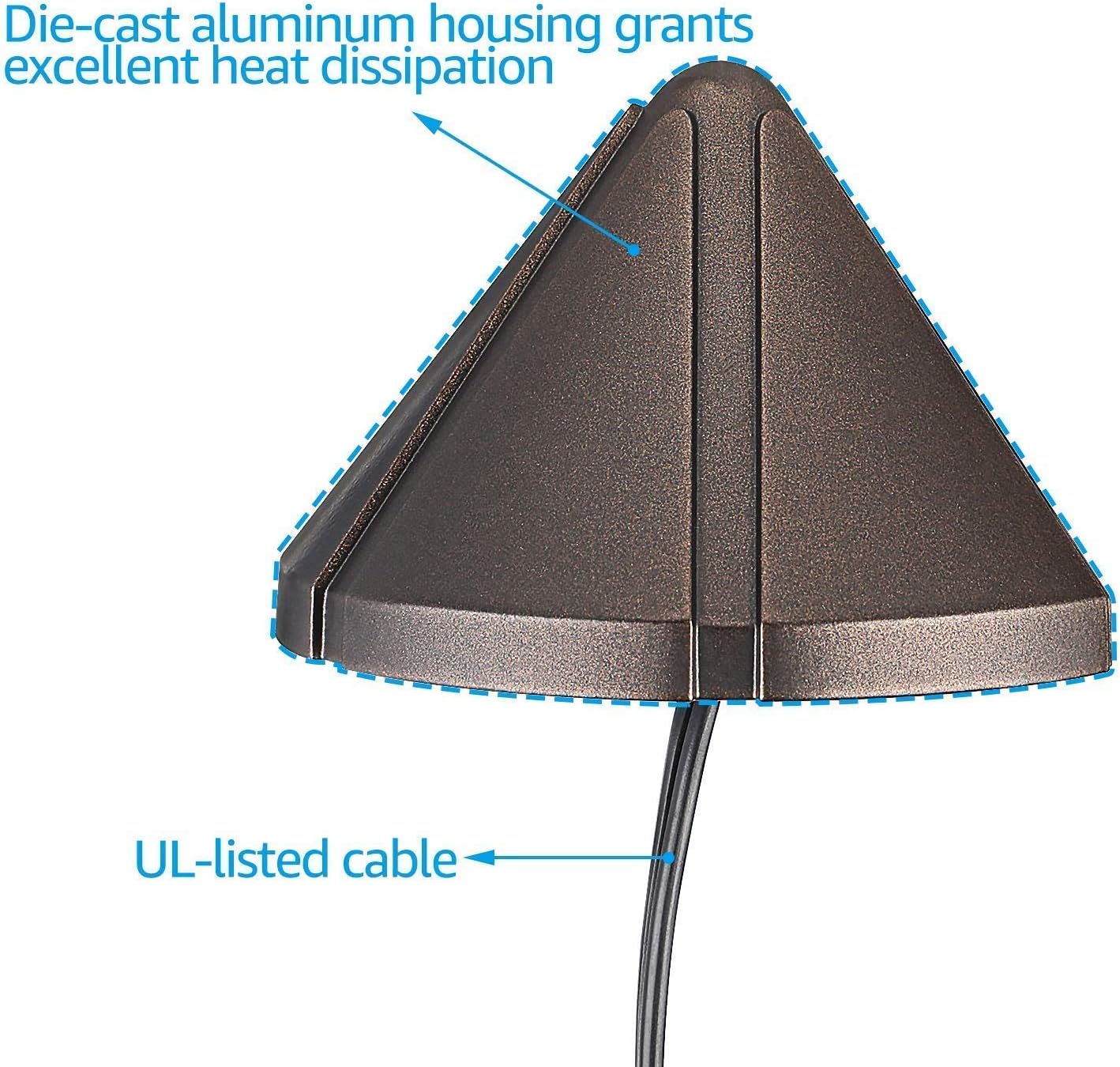 LEONLITE 4-Pack 4000K Low Voltage LED Deck Light Triangle Oil Rubbed Bronze | 12V Stair Railing Light, Outdoor Landscape Step Fence Light, IP65, UL Listed , Aluminum, Cool White