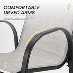 HOMREST Outdoor Bar Height Stools Set of 6,High Back Patio Chairs with Armrests,Textilene Chairs with Breathable Fabric & Metal Frame for All Weather,Light Grey