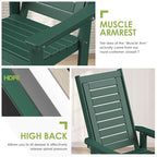 GREENVINES Outdoor Rocking Chair Set | 3-Piece | 2 Rocking Chairs with 1 Side Table | Porch Rocker | HDPE Plastic | Forest | Patio Furniture Sets | High Back | Big & Tall | Ladder Back