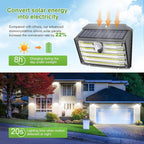 CLAONER Solar Lights Outdoor [𝟖 𝐏𝐚𝐜𝐤/126 LED], Wireless Motion Sensor Lights, IP65 Waterproof Security Lights 3 Modes, 270° Lighting Angle, Ultra-Bright Wall Lights for Deck Patio Fence Garage