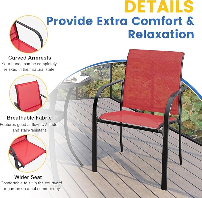 VICLLAX Patio Table and Chair Set of 10, All Weather Metal Round Outdoor Dining Furniture Set-59.9" Round Outdoor Table and Chairs, Black Tabletop