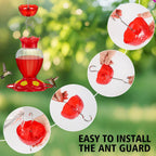 Ant Moat for Hummingbird Feeders, Humingbird Feeder Ant Moat, Vintage Style Hummingbird Ant Guard, 5 OZ Large Ant Moat, Ant Motes - Ant Guard(4 Pack, Red)
