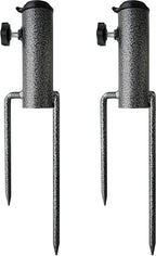AMMSUN Patio Umbrella Steel Anchor Beach Umbrella Heavy Duty Metal Ground Grass Auger Holder Stands Base with Two Forks Ideal for Use in Soil For Flag, Fishing Rod, Outdoor, Park, Lawn