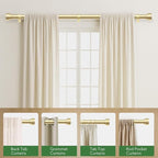 Curtain Rods for Windows 48 to 84, 1 Inch Adjustable Gold Heavy Duty Long Window Curtain Rod, Modern Style Drapery Rods with End Caps, Size 32" - 90"