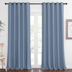NICETOWN Blackout Doorway Curtain 90 inches Long - Room Darkening Thermal Curtain Grommet Large Window Treatment Sound Reducing for Living Room (Stone Blue, 1 Panel, W66 x L90)