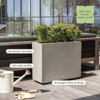 Veradek Block Series Span Plastic Planter - Tall Rectangular Planter for Indoor or Outdoor Patio/Porch | Durable All-Weather with Removable Insert Bucket | Modern Design for Plants, Flowers, Garden