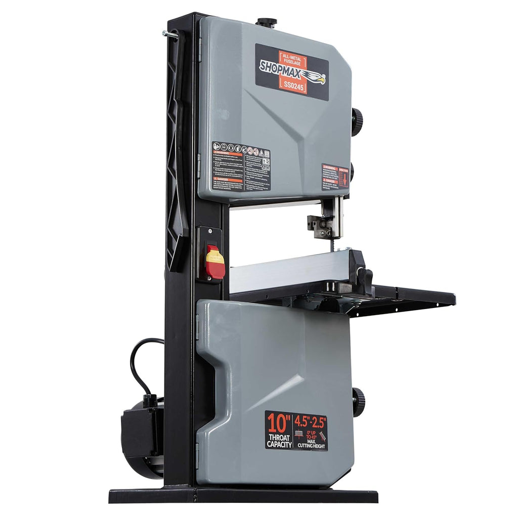 shopmax shopmax 4.2 amp 10-inch benchtop band saw shown in use