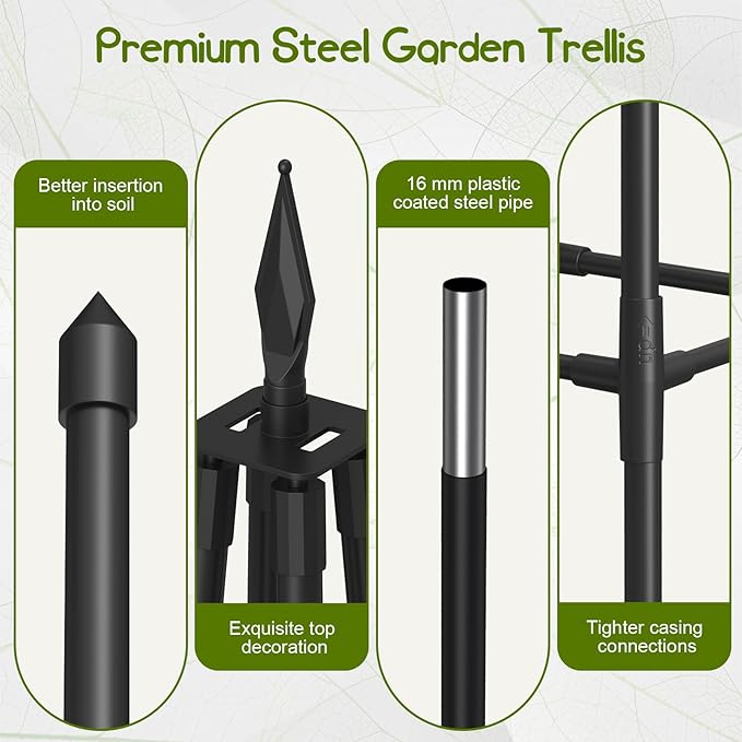 Obelisk Trellis for Climbing Plants Outdoor,4.0 Ft Garden Trellis for Potted Plants, Metal Trellis with Anti-Rust Coated for Potted Plants Indoor, Plant Support for Vegetables, Vines