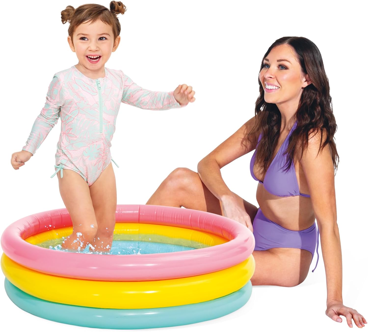 Intex: Inflatable Baby Pool - Sunset Glow - 34"x10", 3 Color Rings, Outdoor & Backyard, Water Splash Kiddie Pool, Soft & Durable, Toddlers-Kids Age 1+