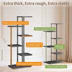 LASZOLA 5 Tier Plant Stand Indoors Outdoors for Large Heavy Duty Planter, Black Metal Tall Flower Holder Rack with Multiple Shelf for Modern Patio Corner, Vertical Organizer, Weather Resistant Bracket