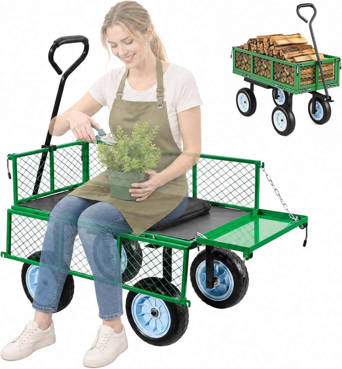 vevor 500 lbs steel garden cart with work, main product view