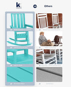 KINGYES Oversized Outdoor Rocking Chair, All-Weather Patio Rocking Chairs for Porch, HDPE Outdoor Patio Rockers with High Back & Wide Seat for Garden, Lawn, Aruba