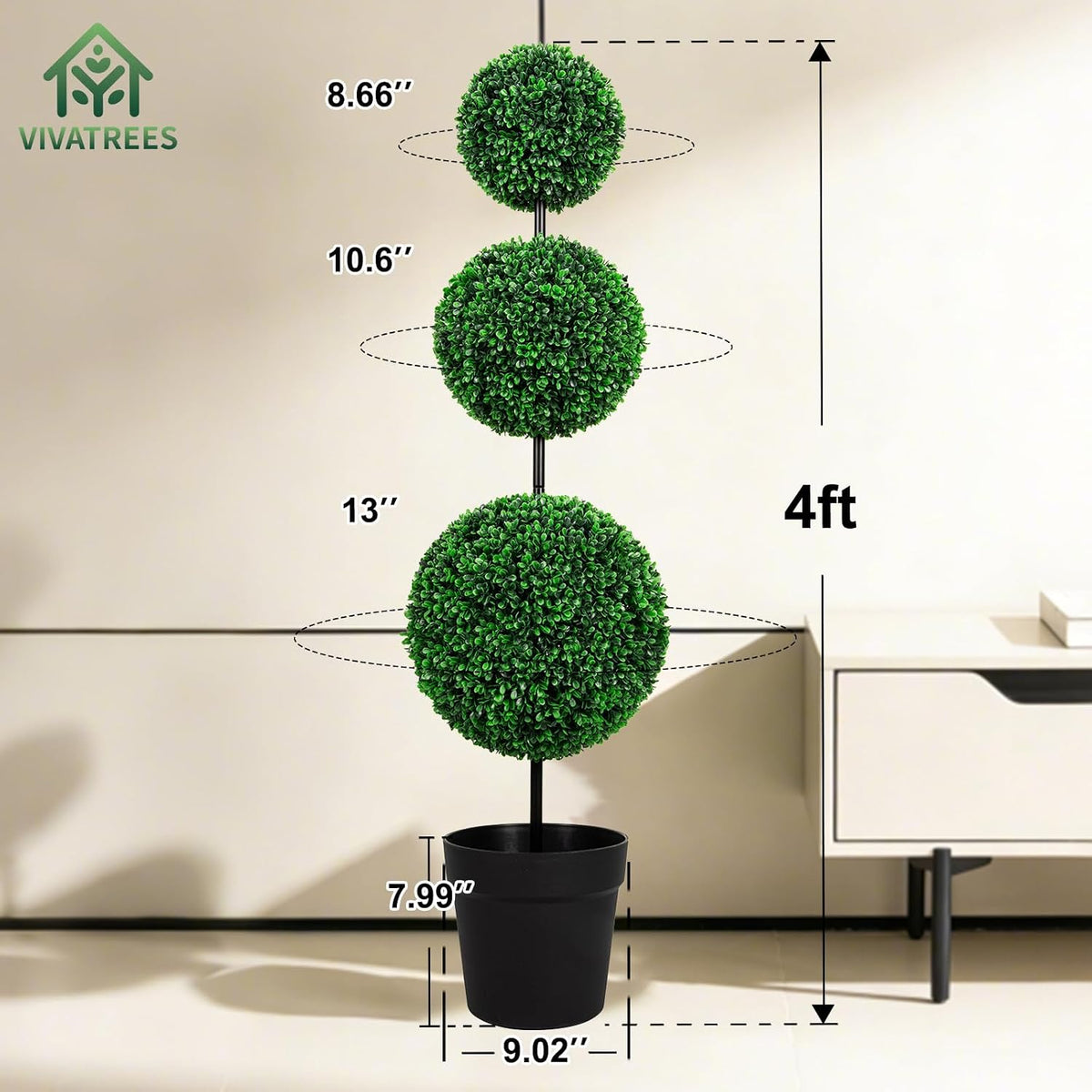 vivatrees 48 in artificial triple ball topiary trees shown in use