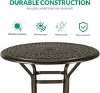 VIVIJASON 5-Piece Patio Swivel Bar Stools Set, All Weather Outdoor Cast Aluminum Bar Height Bistro Set with 4 Cushioned Bar Chairs & 35.4" High Bar Table w/Umbrella Hole for Backyard, Lawn, Garden