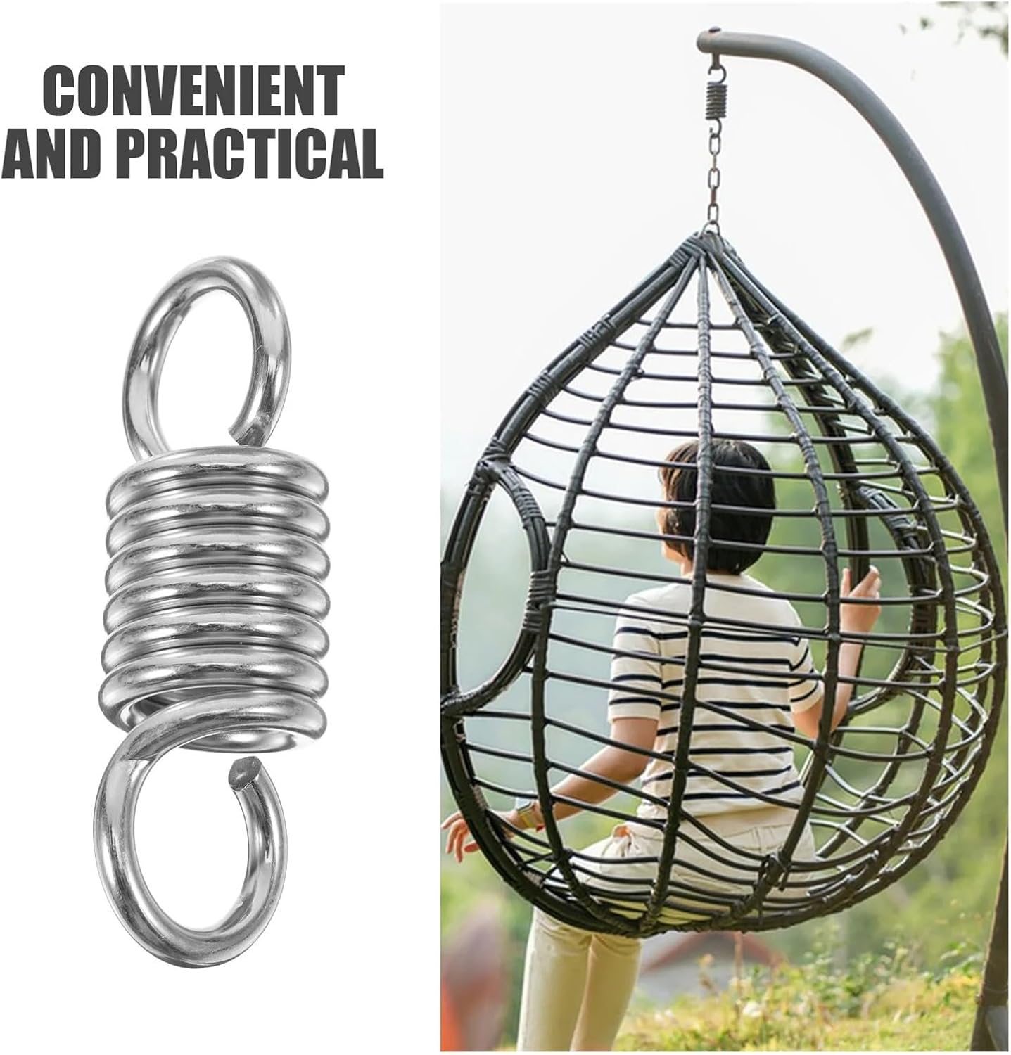 Hammock Chair Spring 2 Pcs Hammock Fixing Spring Heavy Duty Metal Compression For Hanging Chair Patio Swing Porch Use Springs
