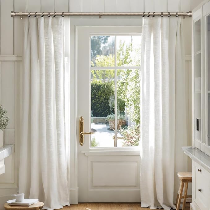 Retro Silver Curtain Rods for Windows 48 to 84 Inches Adjustable Length Heavy Duty 1" Diameter Window Curtain Rod with Decorative Finials for Outdoor Bedroom Kitchen Living Room Farmhouse
