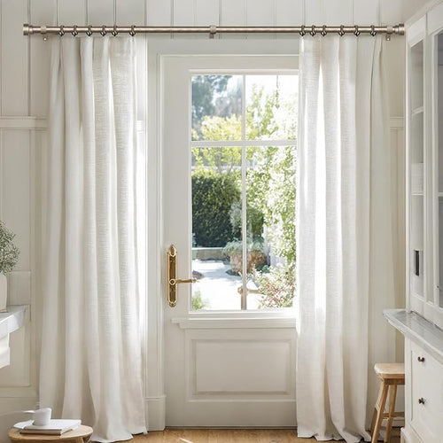 2 Pack Retro Silver Curtain Rods Set for Windows 66 to 120 Inches Adjustable Length Heavy Duty 1" Diameter Window Curtain Rod with Decorative Finials for Outdoor Bedroom Kitchen Living Room Farmhouse