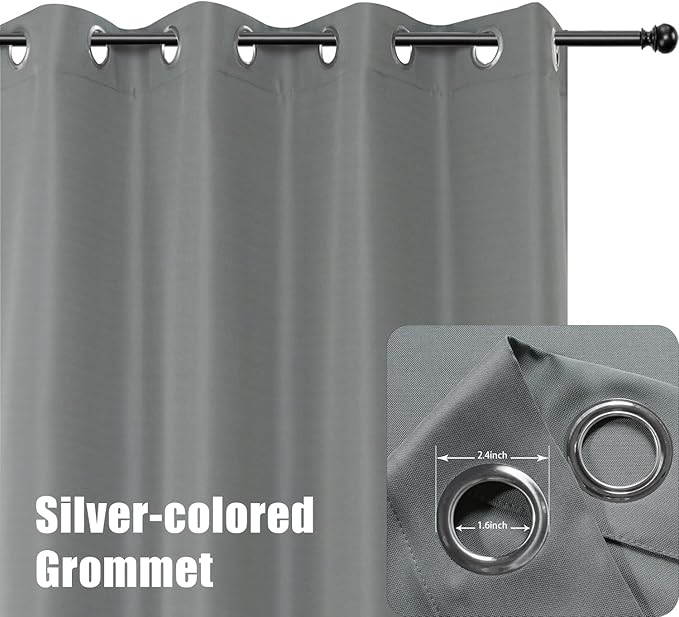 BONZER Outdoor Curtains for Patio Waterproof Thick Privacy Grommet Light Filtering Outside Curtains for Porch Pergola Gazebo Deck, 1 Panel, 84W x 120L inch, Grey