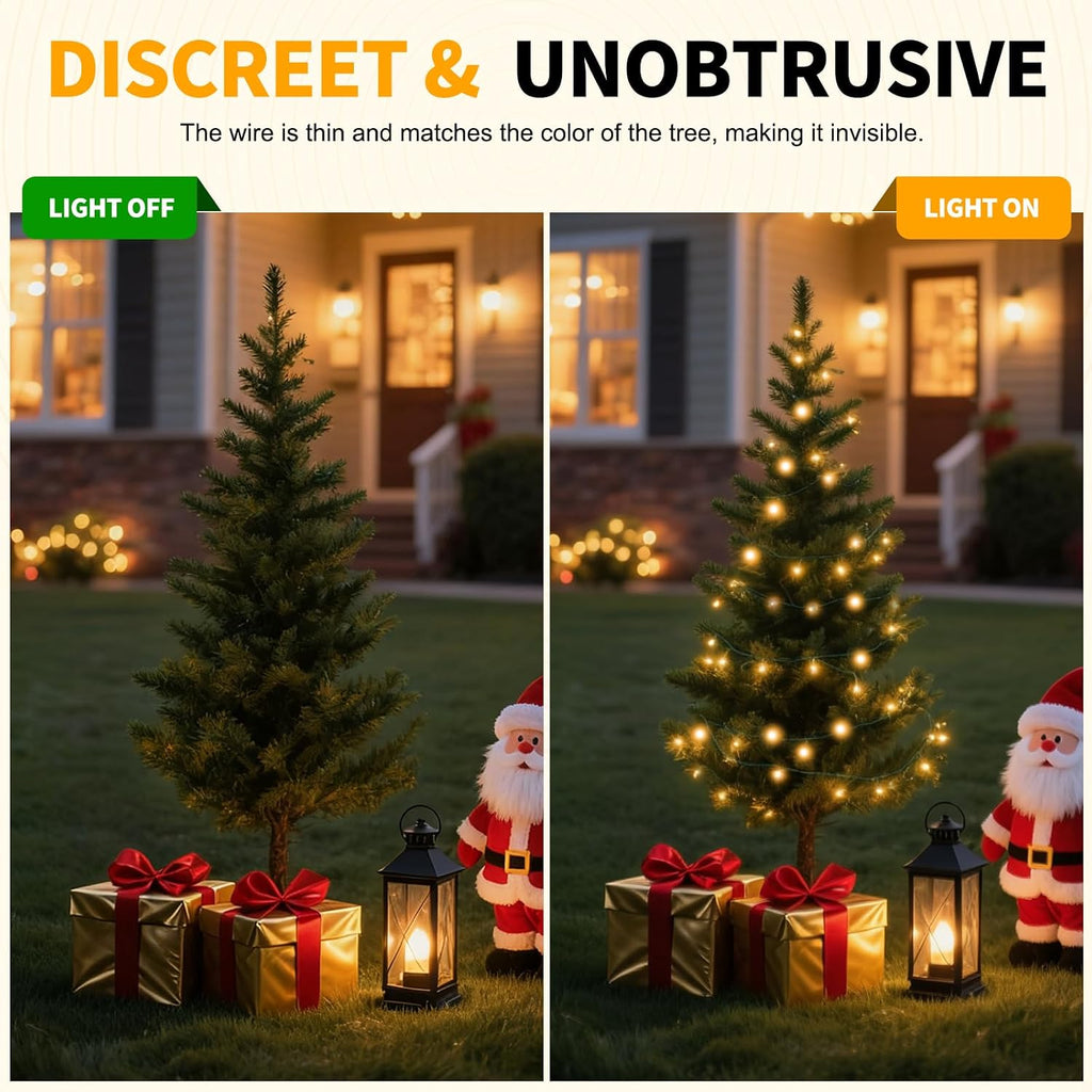 100 LED Fairy Lights 33 ft LED Twinkle Lights 8 Modes Plug-in with Memory Function Green Christmas String Light for Bedroom Xmas Tree Wreath Patio Party Spring Outdoor Decor