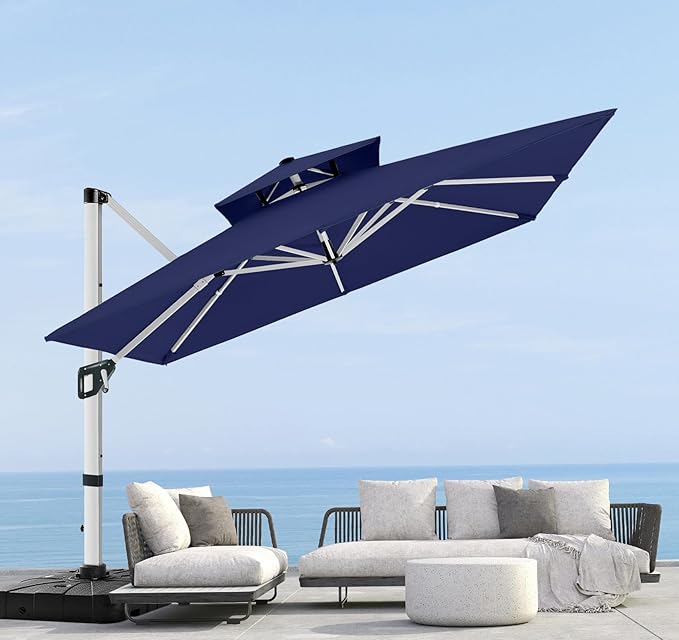 ABCCANOPY Patio Umbrella Cantilever Double Top Outdoor Offset Umbrella with 360° Rotation