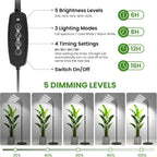 LBW Grow Lights for Indoor Plants, 75" Tall Full Spectrum Plant Grow Light | 228 LEDs Full Spectrum Grow Light with Stand, 6/8/12/16H Timer, 3 Color Modes, 360°Flexible Gooseneck, 4 Heads, Black