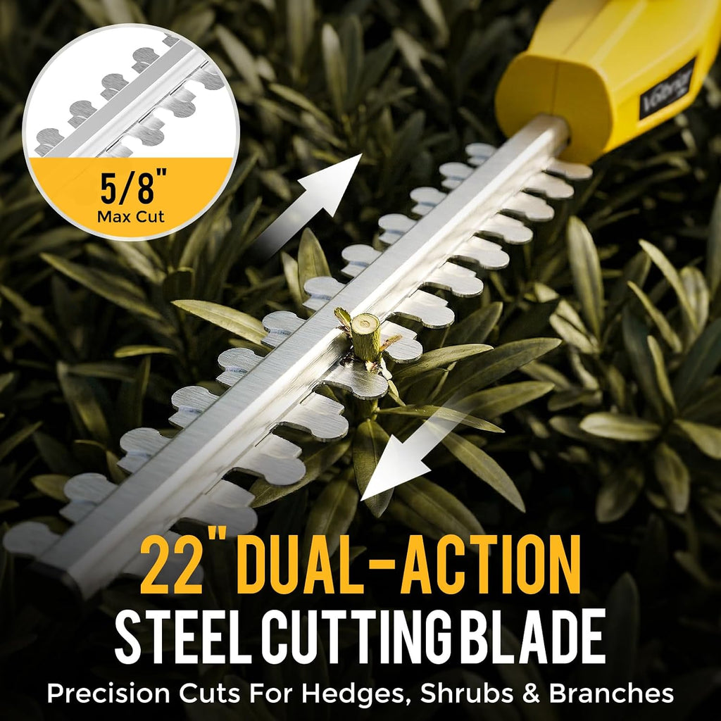 20V Cordless Pole Hedge Trimmer, 15 Ft Reach, 2 x 4.0Ah Batteries | 20V Power with 2x4Ah Batteries, 9" Hedge Blade & Grass Shear, Multi-Angle Head, Up to 2800RPM for Shrubs and Lawn Edges