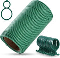 118 Feet Soft Plant Tie Green Twist Garden Ties with 20PCS Plant Clips for Plants Gardening Home Office Organization TPR Garden Ties Supplies with 2mm Diameter