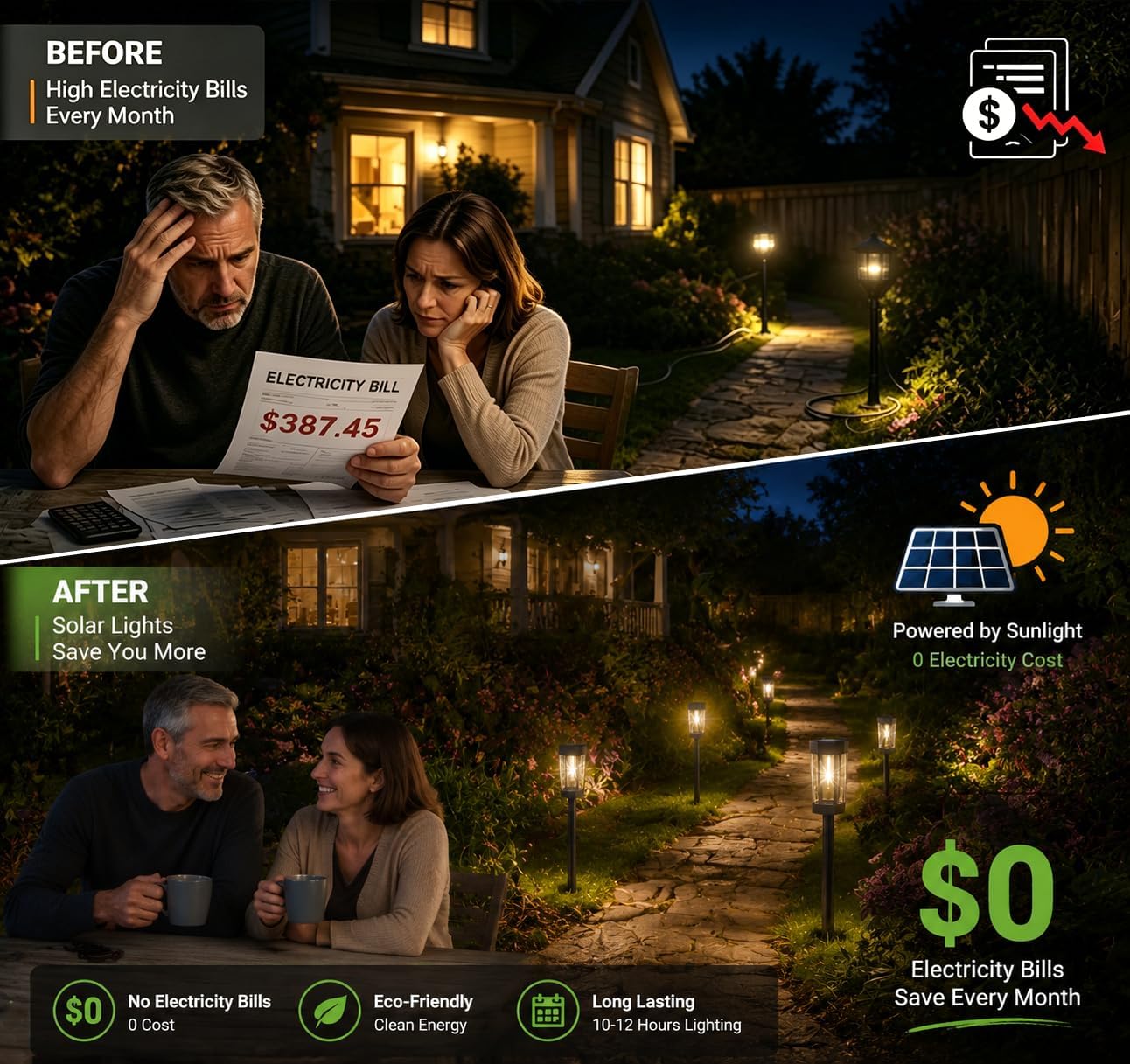 Solar Pathway Lights Outdoor – 8 Pack Solar Powered Garden Pathway Lights - IP65 Waterproof LED Landscape Lighting for Walkway Patio Lawn Yard Porch Decor