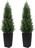 5ft tall 2 pack artificial cedar topiary trees, main product view