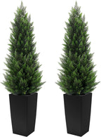5ft tall 2 pack artificial cedar topiary trees, main product view