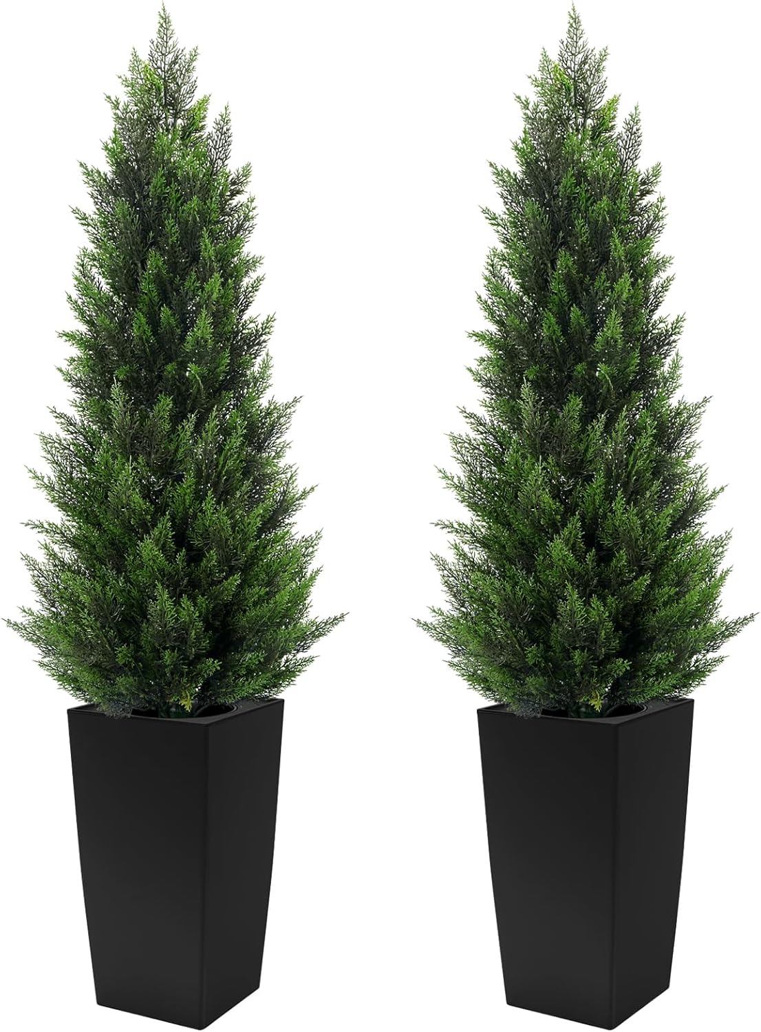 5ft tall 2 pack artificial cedar topiary trees, main product view