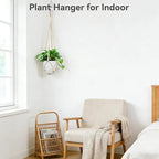 USLAI Macrame Plant Hanger Indoor Outdoor, Fits 4 to 15 Inch Pots, Strong Hanging Planter Holder, Boho Home Decor, 35 Inch, Ivory, Set of 2 (POTS NOT Included)