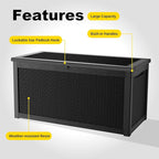 DRATO 320 Gallon Deck Box, Outdoor Large Waterproof Resin Storage Box with Lockable Lid for Patio Cushions, Gardening Tools （Black，320 Gallon）