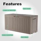 76 Gallon Outdoor Deck Box, Lockable Waterproof Outdoor Storage Boxes For Garden Tools,Indoor Cushions,Accessories Outside Storage Resin Weatherproof Container(Grey)
